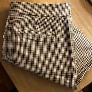 J. Crew Plaid Pants in Blue and Tan